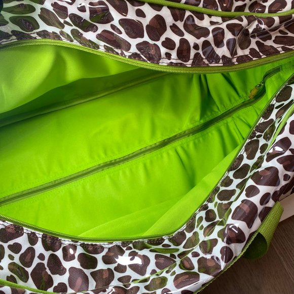 Toss Design Rolling Weekender bag | Wipeable Leopard print with pop of g… - Picture 8 of 9